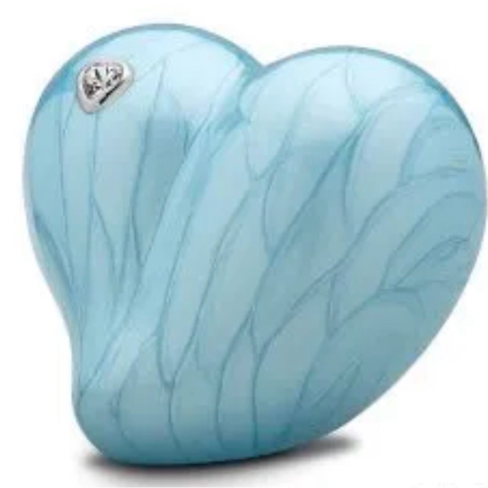 NEW Sky Blue LoveHeart Creamation Urn with Swarovski Crystal embellishment.